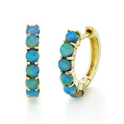 SLOANE STREET 18K Yellow Gold Ethiopian Opal Huggies 12mm